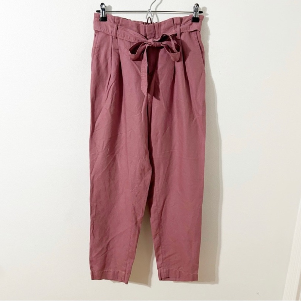 Ann Taylor LOFT Self Tie Waist Paper Bag Silhouette Casual Pants Dusty Rose 🩷🌹